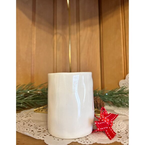 Rae Dunn Mr Mrs Ceramic Mug Ornament Red White Ribbon First Christmas Together - Picture 4 of 8